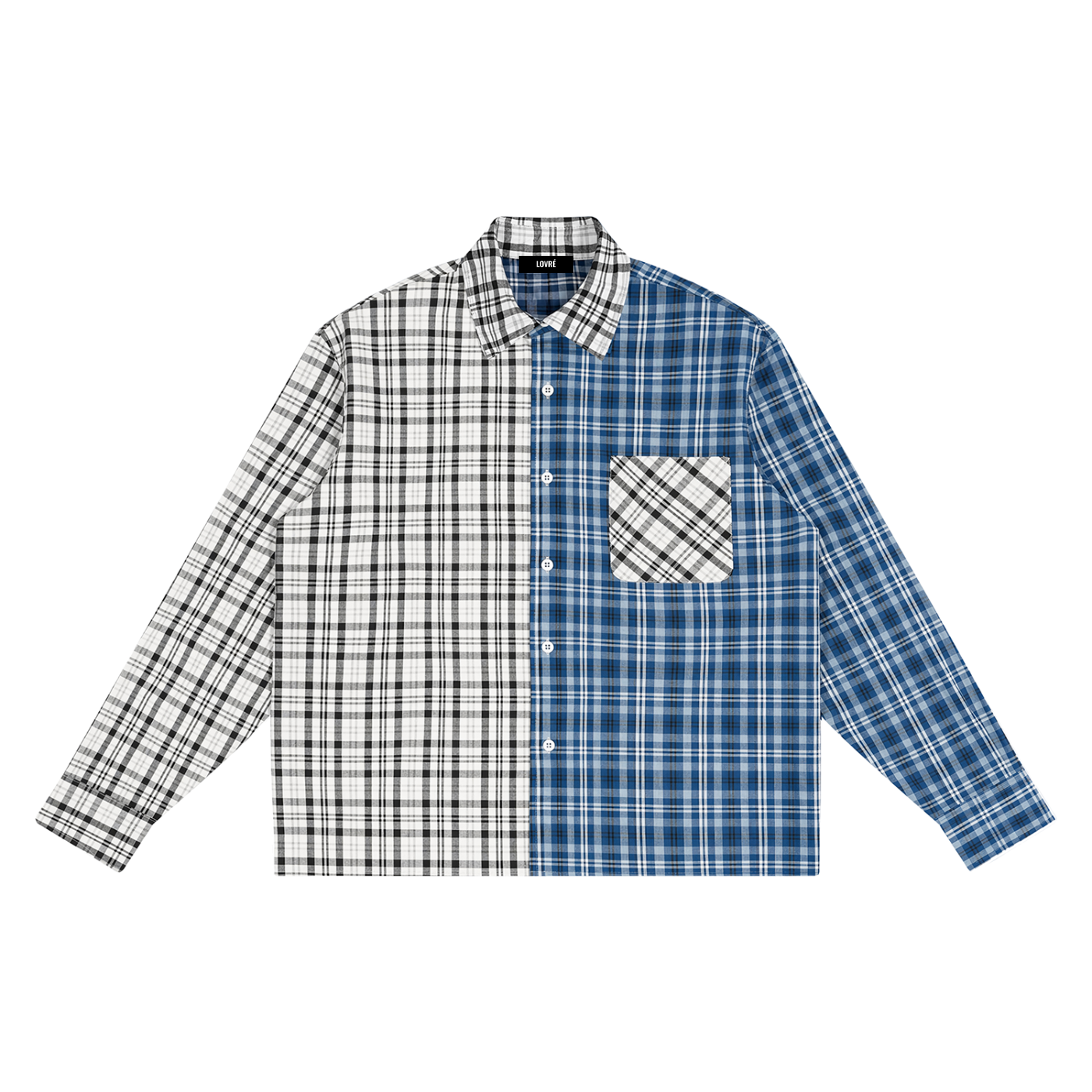 Oversized Plaid Color Block Shirt