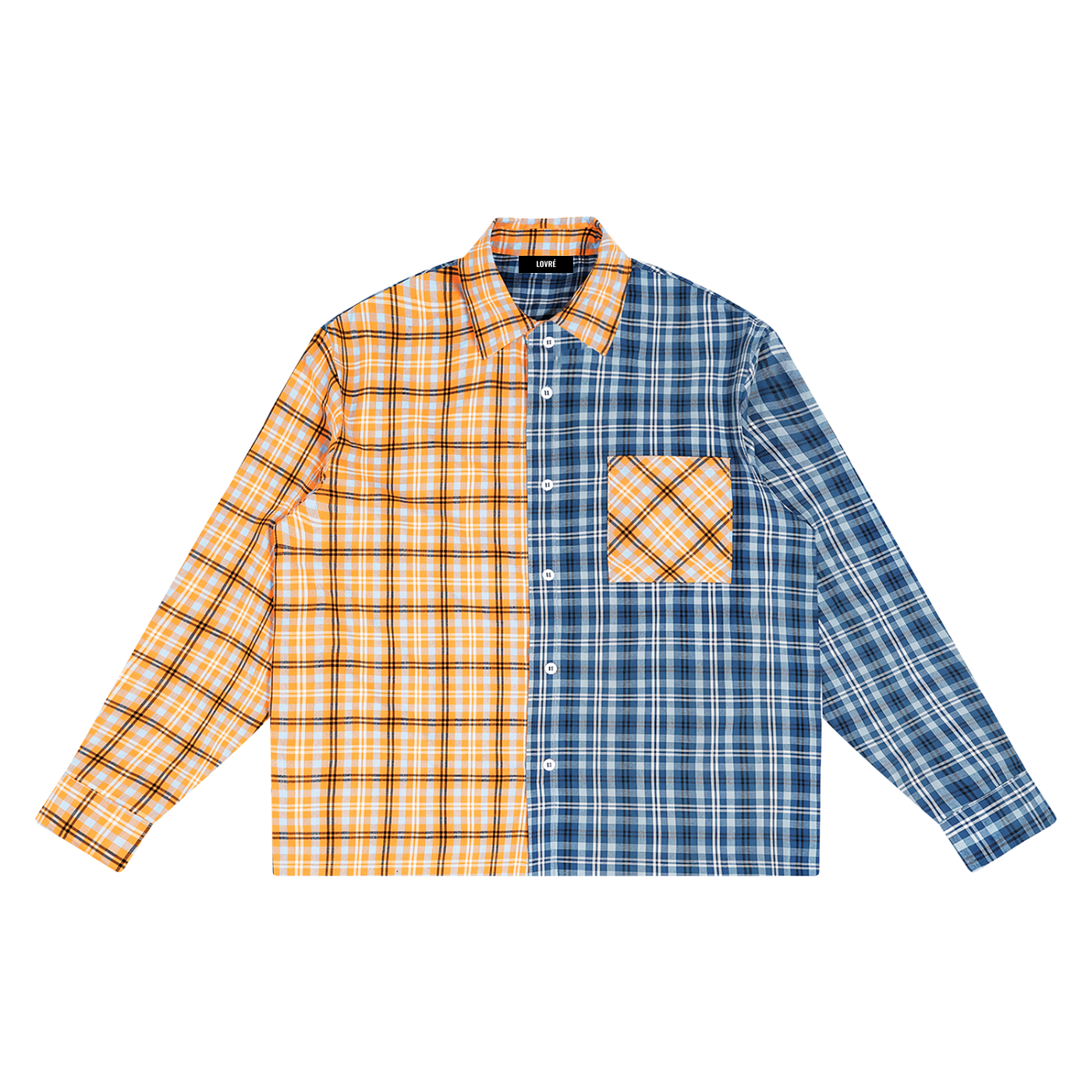 Oversized Plaid Color Block Shirt