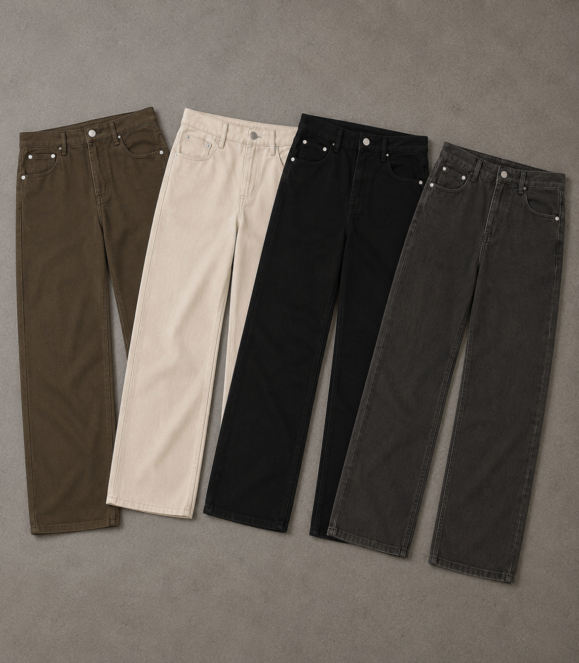 Vintage Wash Straight Leg Jeans
