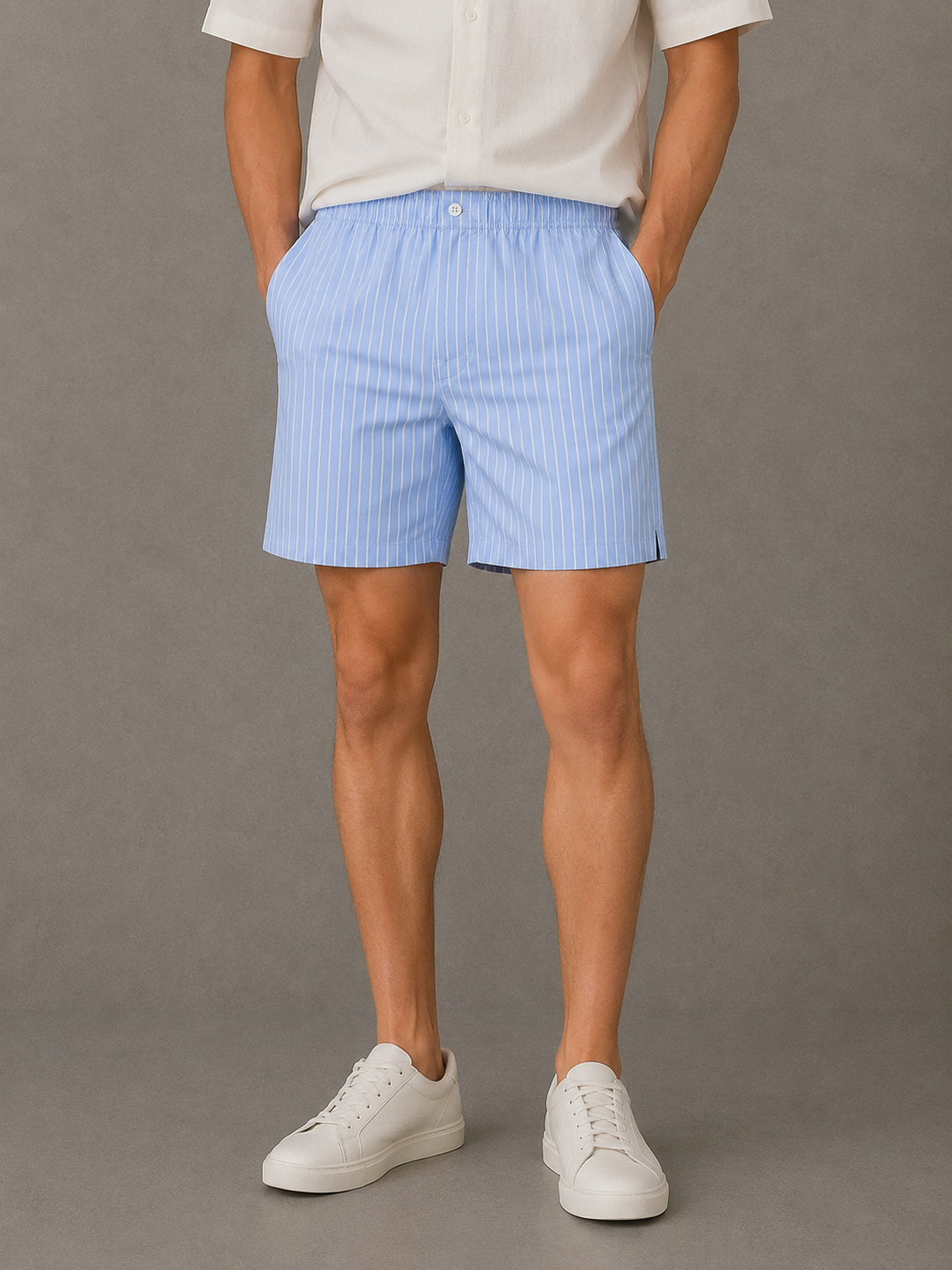 Striped Elastic Waist Shorts